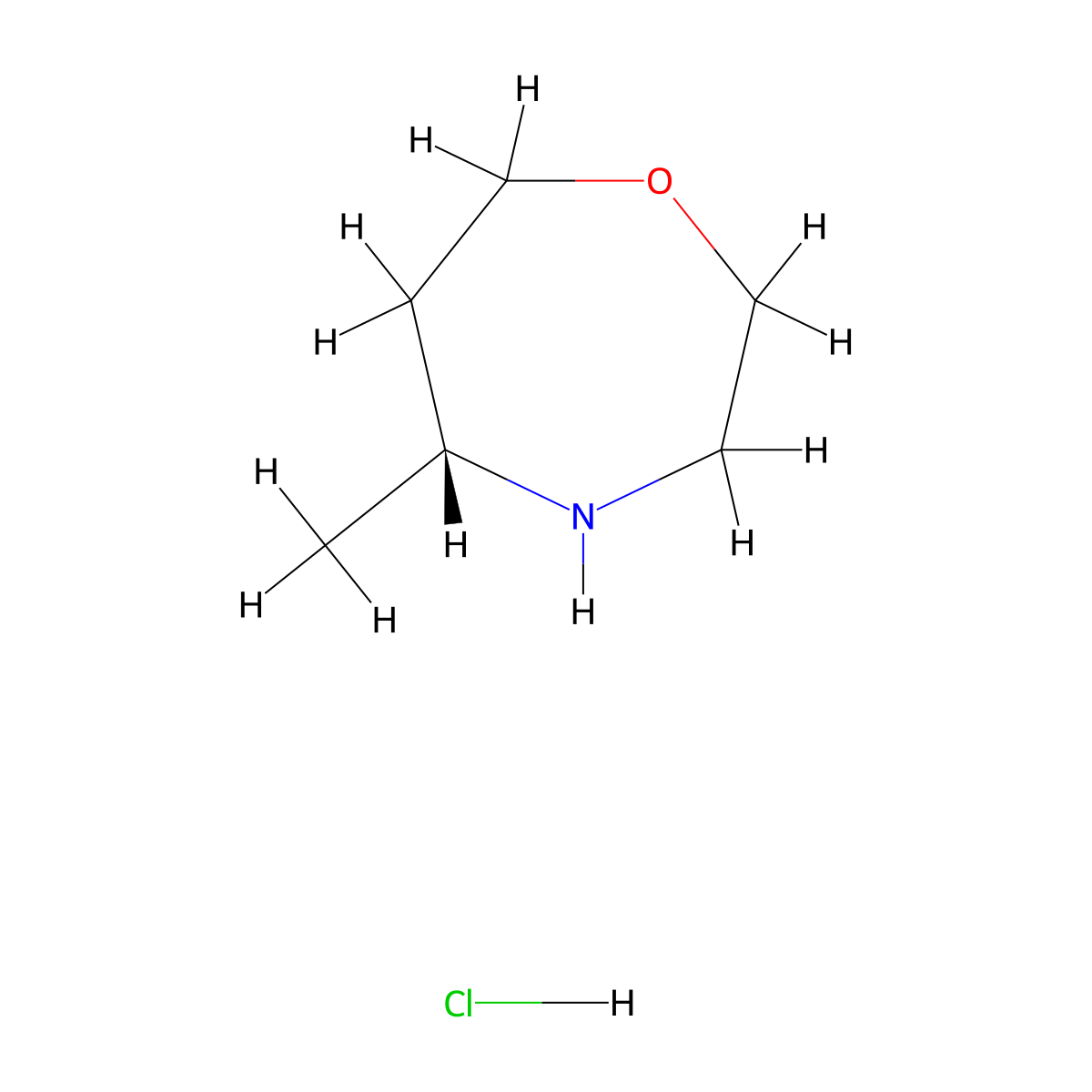 (5R)-5-methyl-1,4-oxazepane hydrochloride molecular structure, CAS 2694057-65-1
