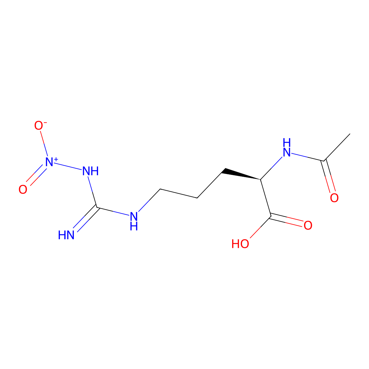 (2R)-2-acetamido-5-(N'-nitrocarbamimidamido)pentanoic acid molecular structure, CAS 2694057-75-3