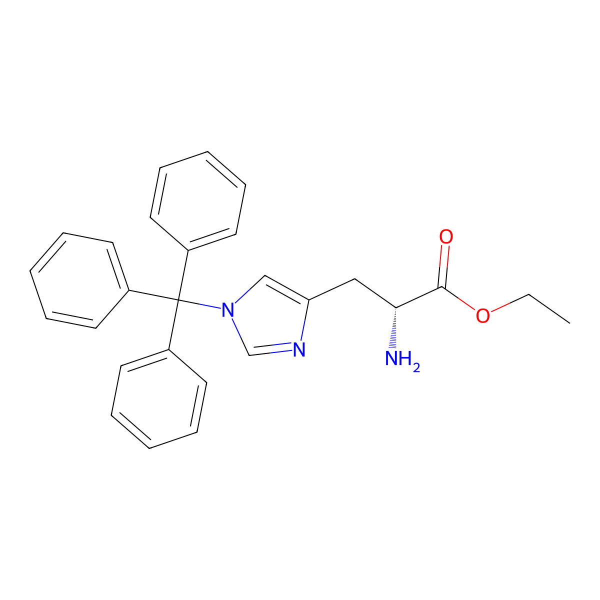 ethyl (2R)-2-amino-3-[1-(triphenylmethyl)-1H-imidazol-4-yl]propanoate molecular structure, CAS 2694057-78-6
