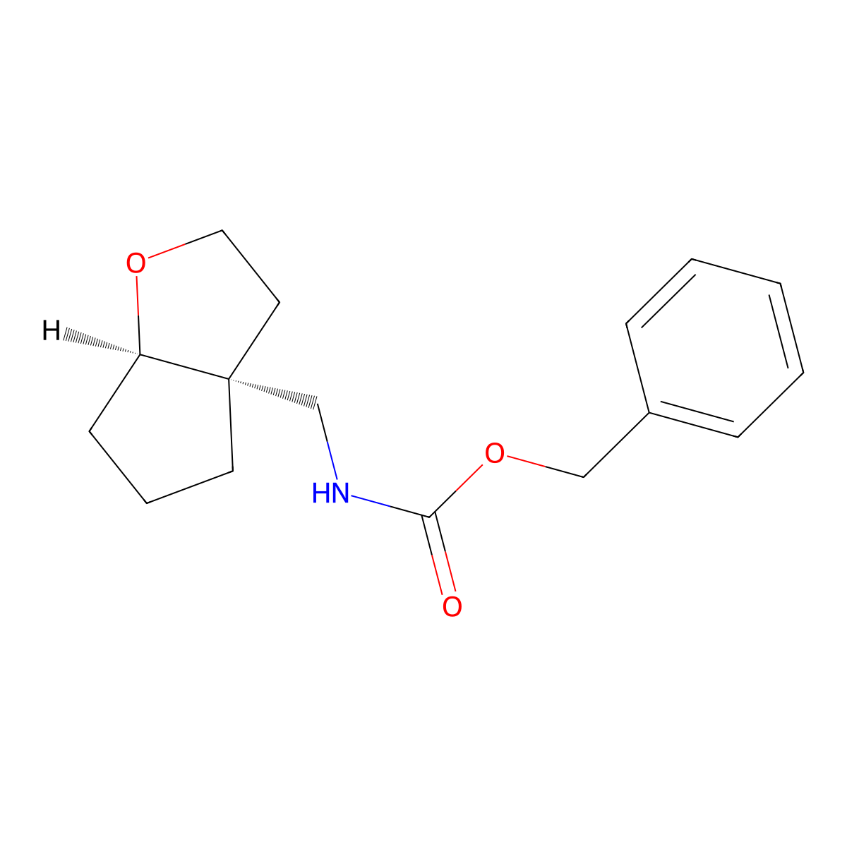 rac-benzyl N-{[(3aR,6aR)-hexahydro-2H-cyclopenta[b]furan-3a-yl]methyl}carbamate molecular structure, CAS 2694057-86-6