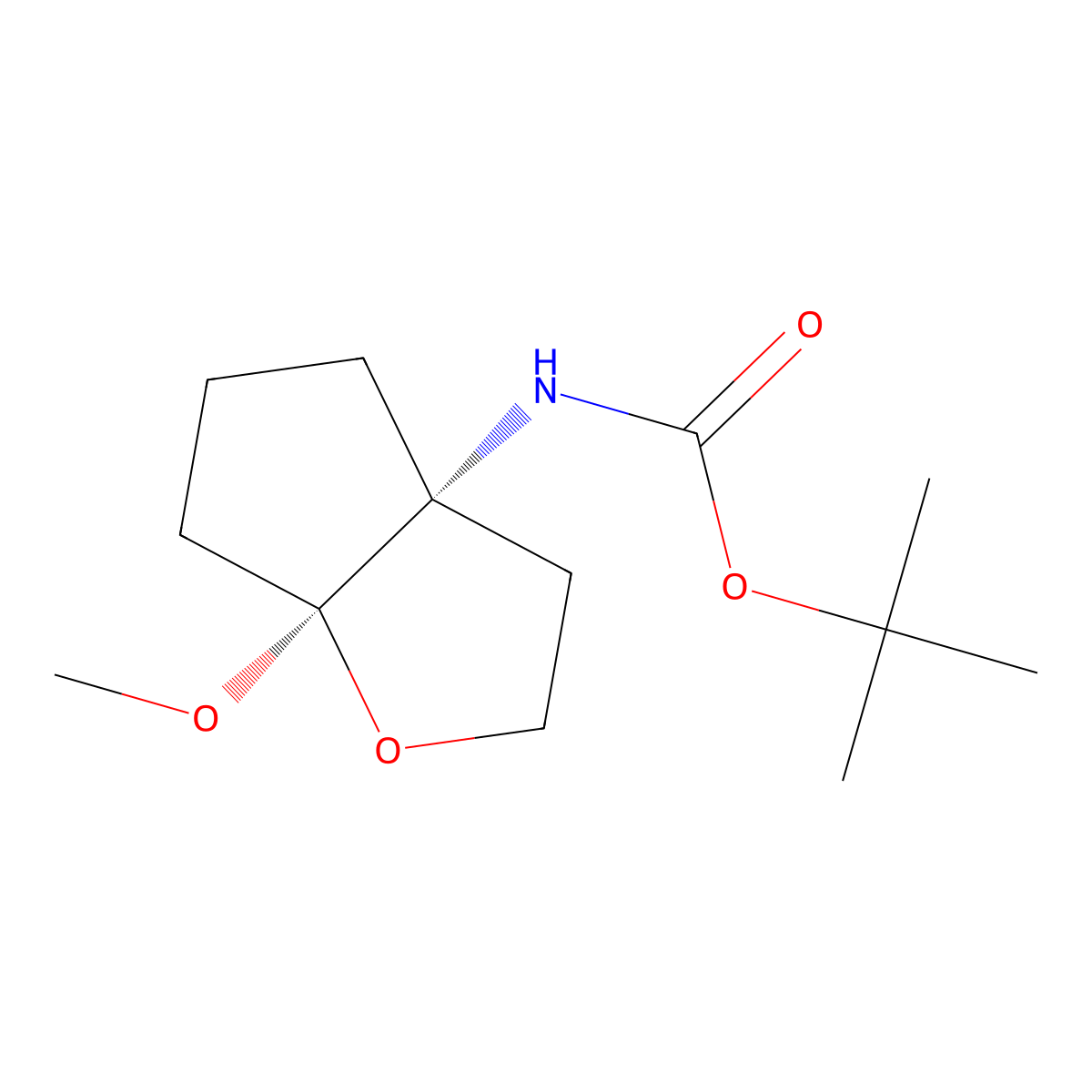 rac-tert-butyl N-[(3aR,6aS)-6a-methoxy-hexahydro-2H-cyclopenta[b]furan-3a-yl]carbamate molecular structure, CAS 2694057-87-7