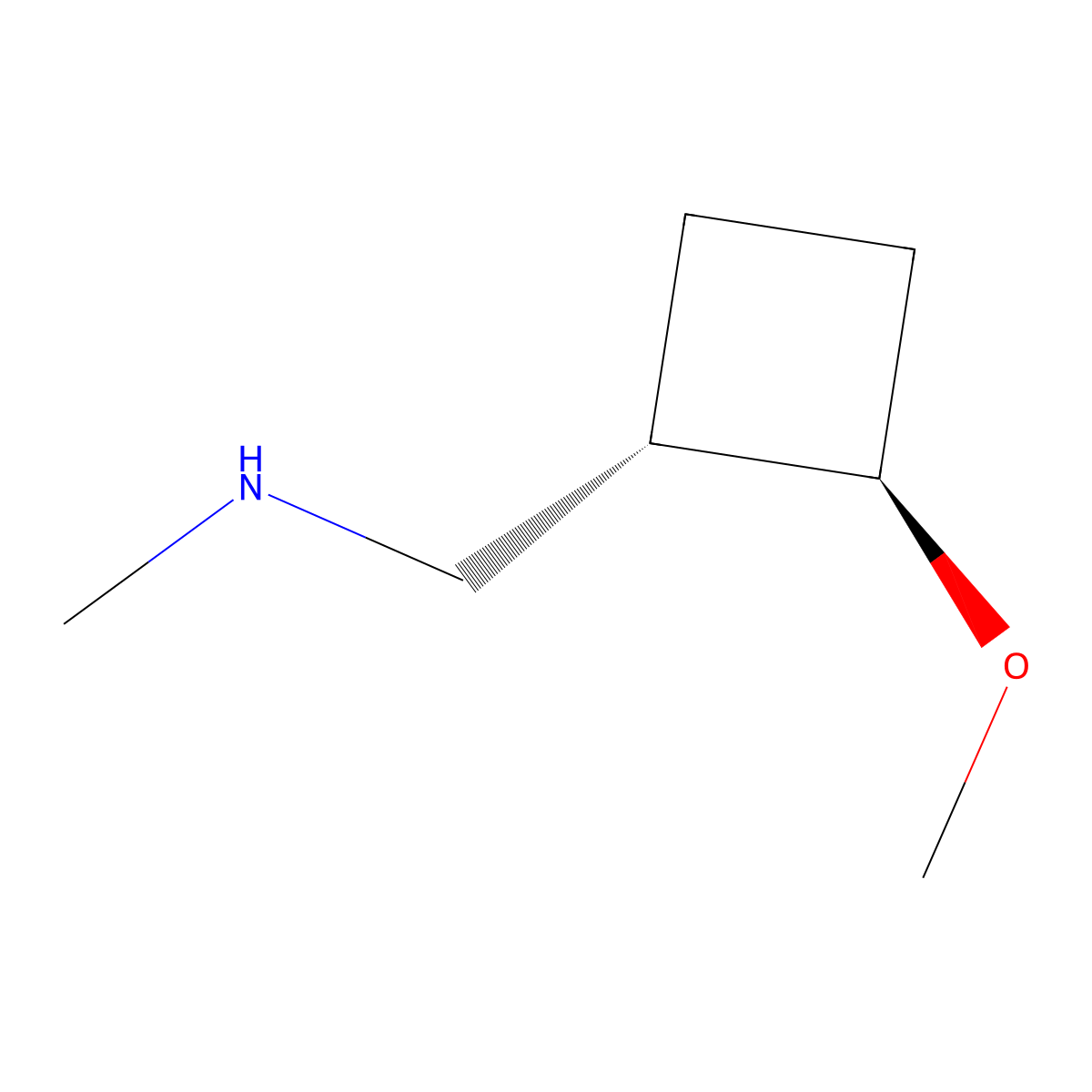 rac-{[(1R,2S)-2-methoxycyclobutyl]methyl}(methyl)amine molecular structure, CAS 2694057-89-9