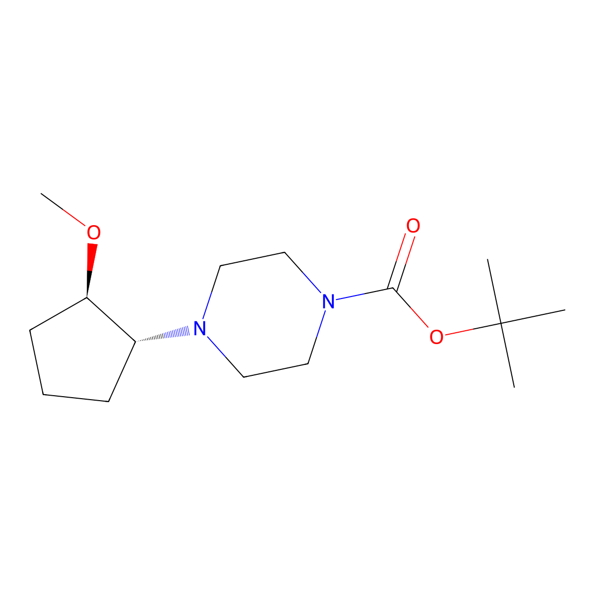 rac-tert-butyl 4-[(1R,2R)-2-methoxycyclopentyl]piperazine-1-carboxylate molecular structure, CAS 2694057-97-9
