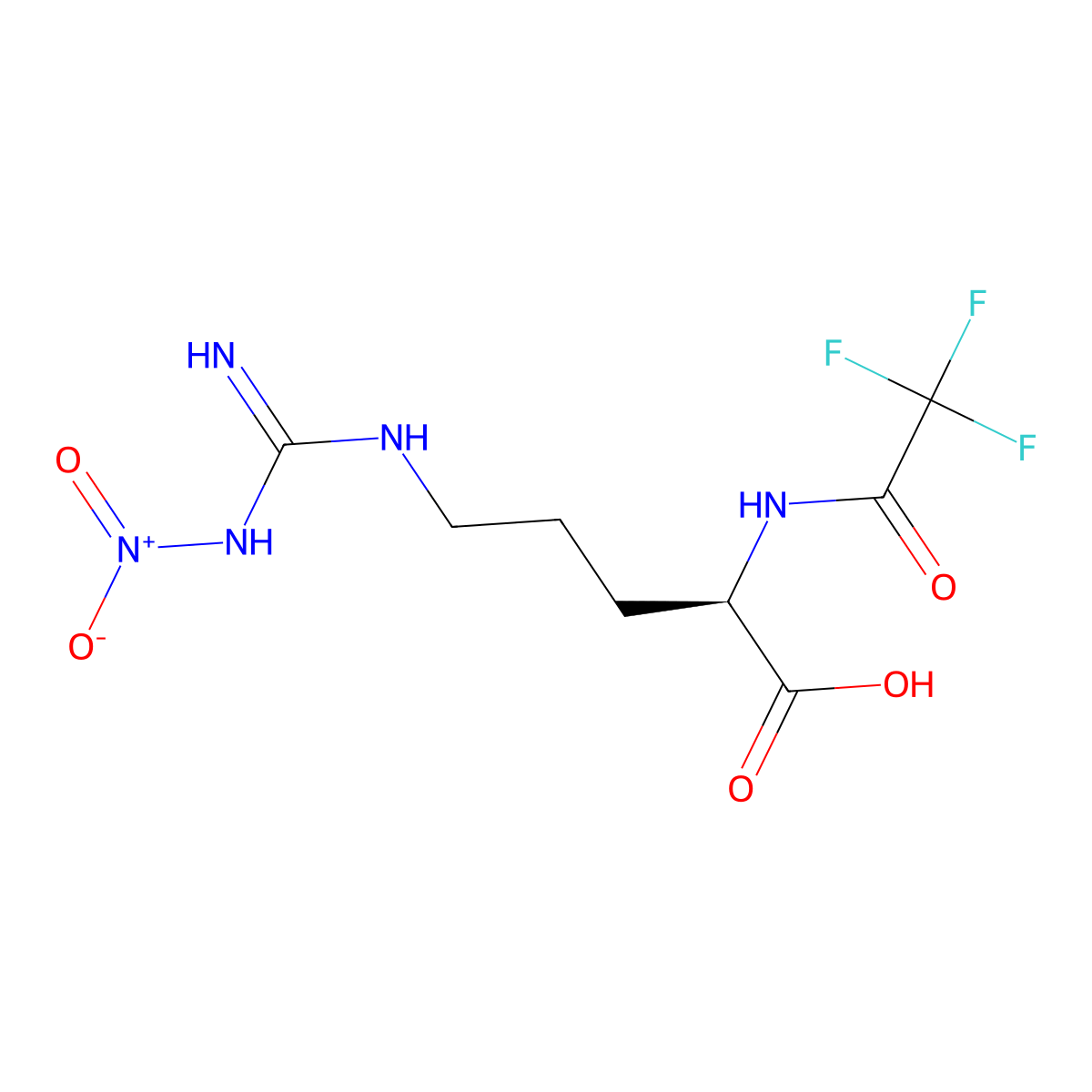 (2R)-5-(N'-nitrocarbamimidamido)-2-(2,2,2-trifluoroacetamido)pentanoic acid molecular structure, CAS 2694058-00-7