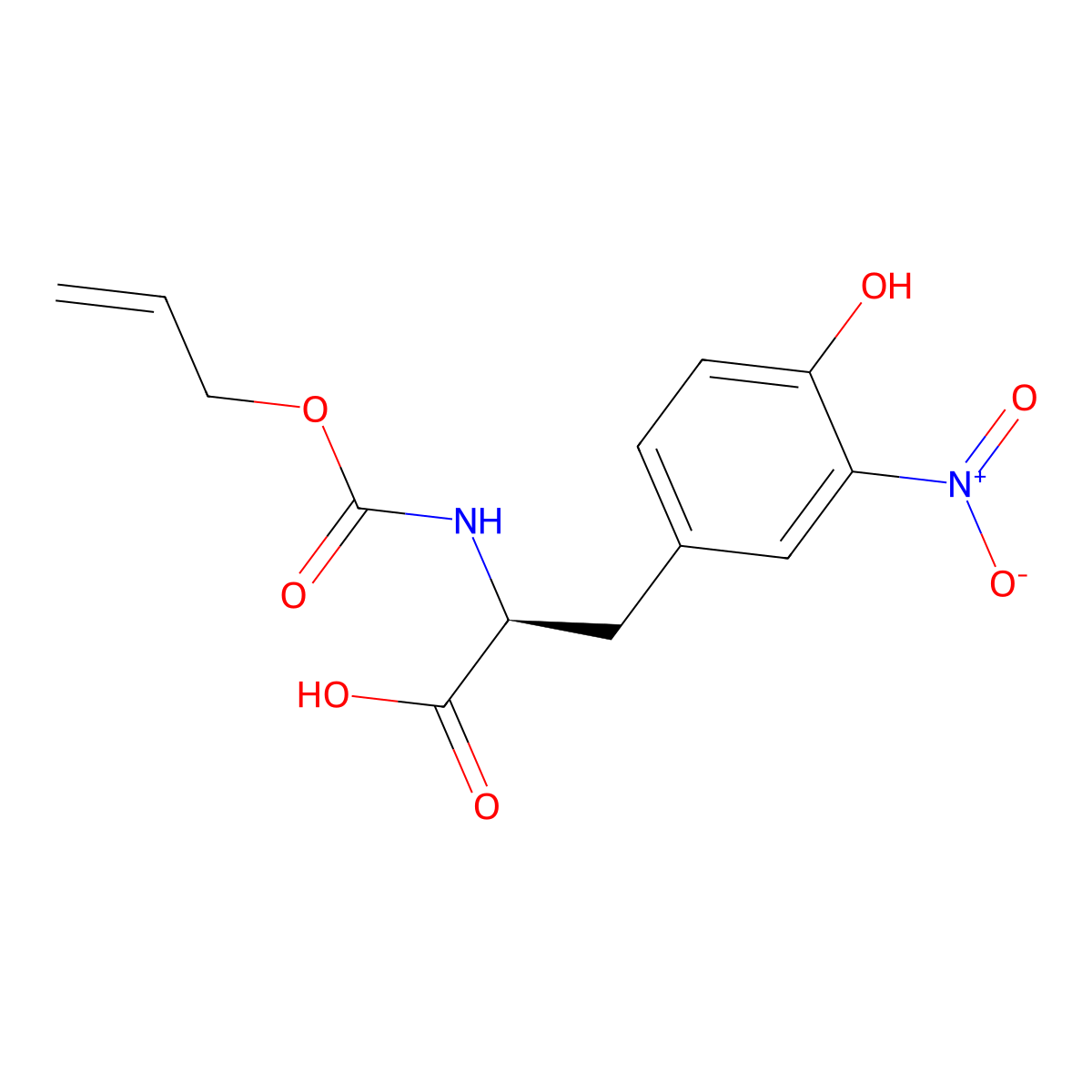 (2S)-3-(4-hydroxy-3-nitrophenyl)-2-{[(prop-2-en-1-yloxy)carbonyl]amino}propanoic acid molecular structure, CAS 2694058-03-0