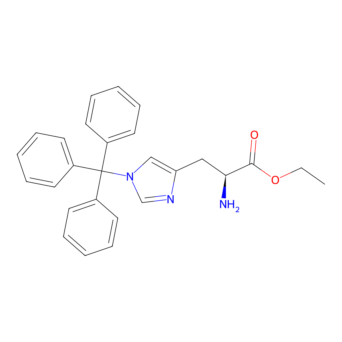 ethyl (2S)-2-amino-3-[1-(triphenylmethyl)-1H-imidazol-4-yl]propanoate molecular structure, CAS 2694058-04-1