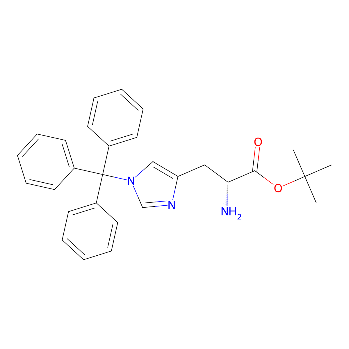 tert-butyl (2R)-2-amino-3-[1-(triphenylmethyl)-1H-imidazol-4-yl]propanoate molecular structure, CAS 2694058-09-6