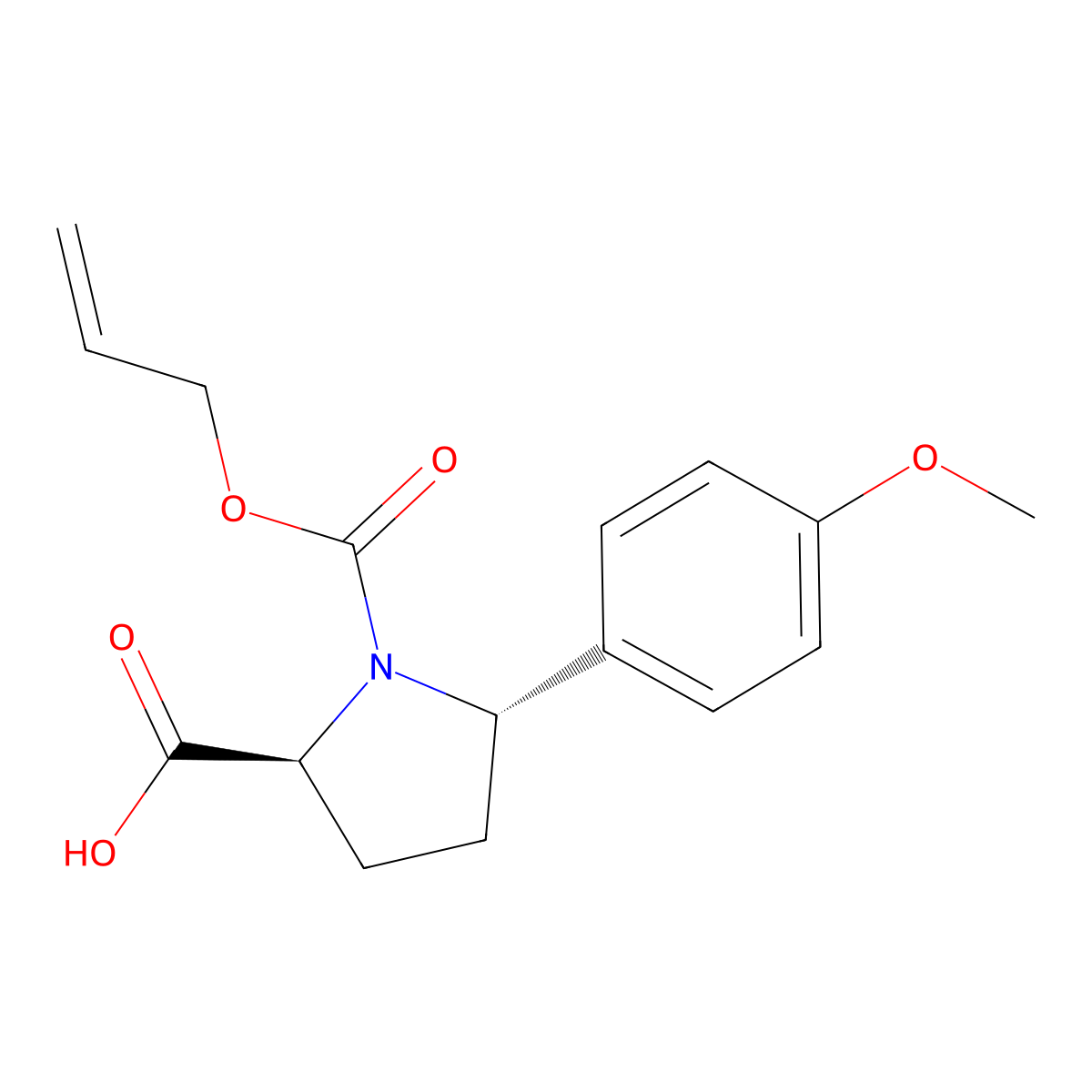 (2S,5S)-5-(4-methoxyphenyl)-1-[(prop-2-en-1-yloxy)carbonyl]pyrrolidine-2-carboxylic acid molecular structure, CAS 2694058-10-9