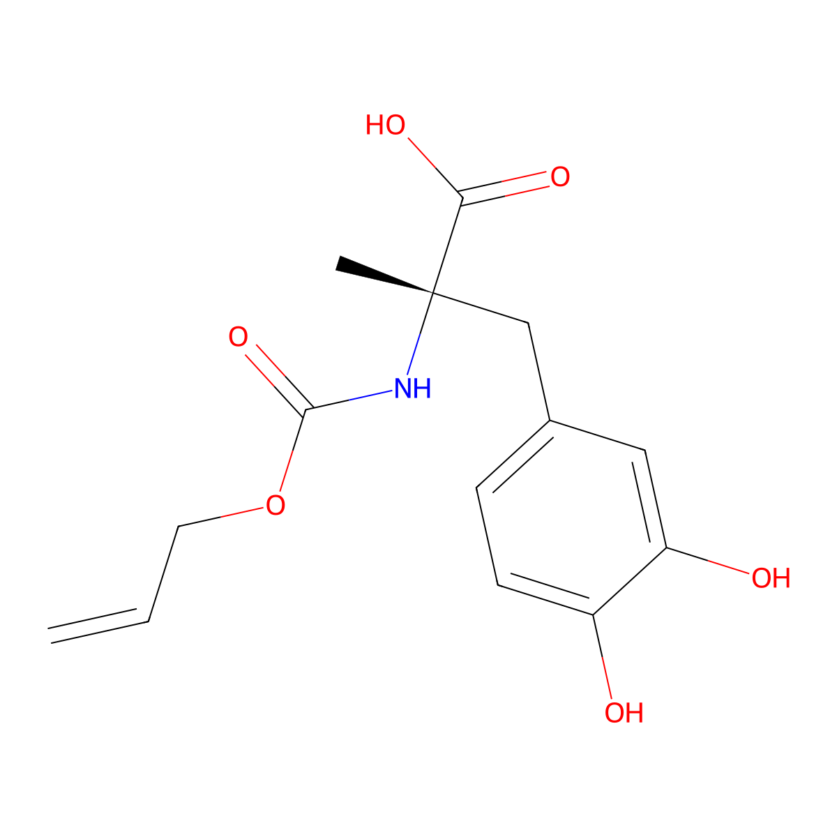 (2S)-3-(3,4-dihydroxyphenyl)-2-methyl-2-{[(prop-2-en-1-yloxy)carbonyl]amino}propanoic acid molecular structure, CAS 2694058-28-9
