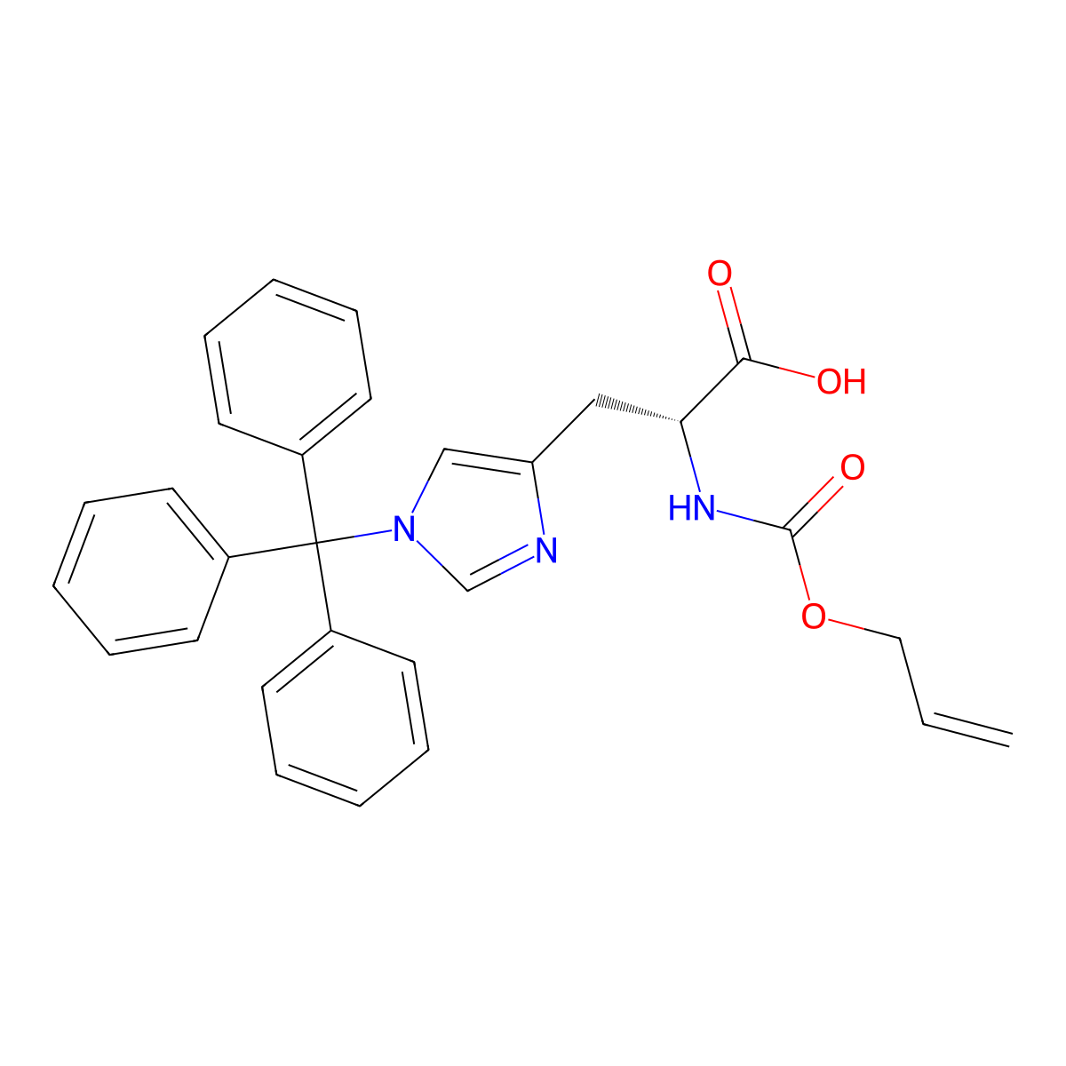 (2R)-2-{[(prop-2-en-1-yloxy)carbonyl]amino}-3-[1-(triphenylmethyl)-1H-imidazol-4-yl]propanoic acid molecular structure, CAS 2694058-43-8
