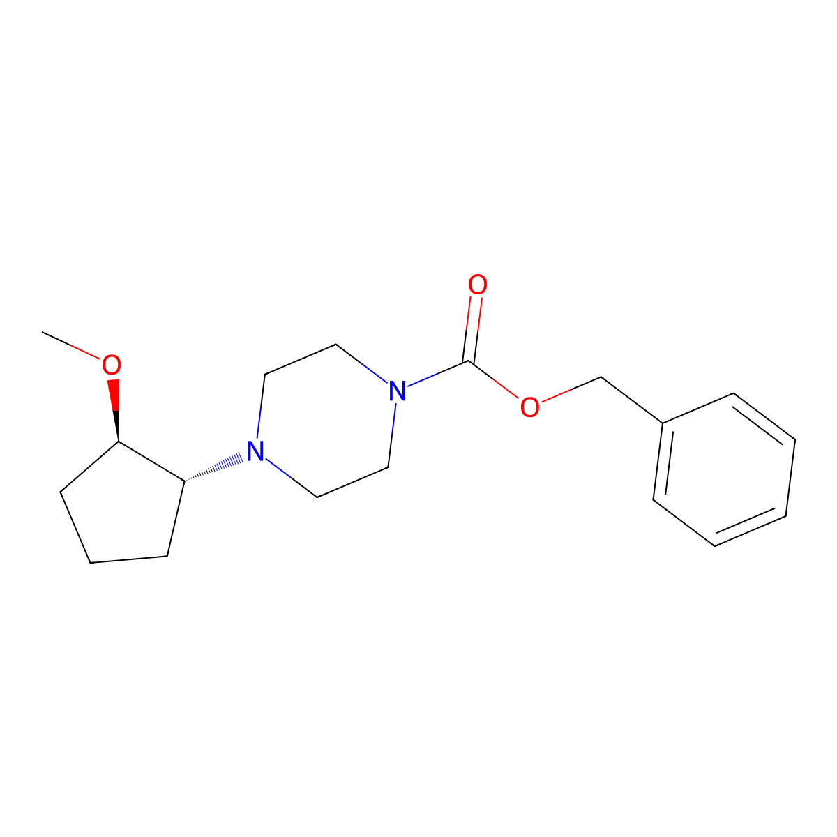 rac-benzyl 4-[(1R,2R)-2-methoxycyclopentyl]piperazine-1-carboxylate molecular structure, CAS 2694058-45-0
