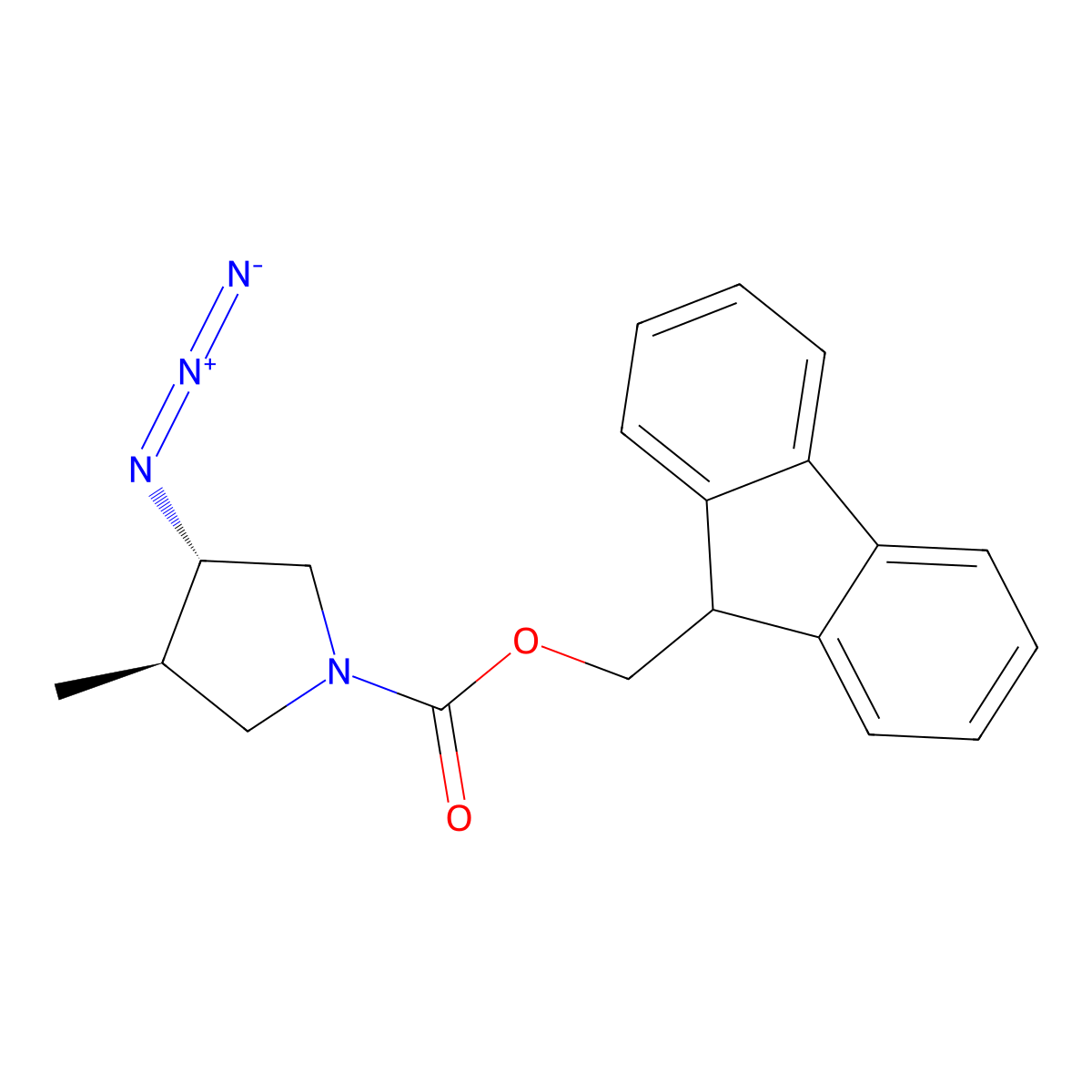 rac-(9H-fluoren-9-yl)methyl (3R,4S)-3-azido-4-methylpyrrolidine-1-carboxylate molecular structure, CAS 2694058-46-1