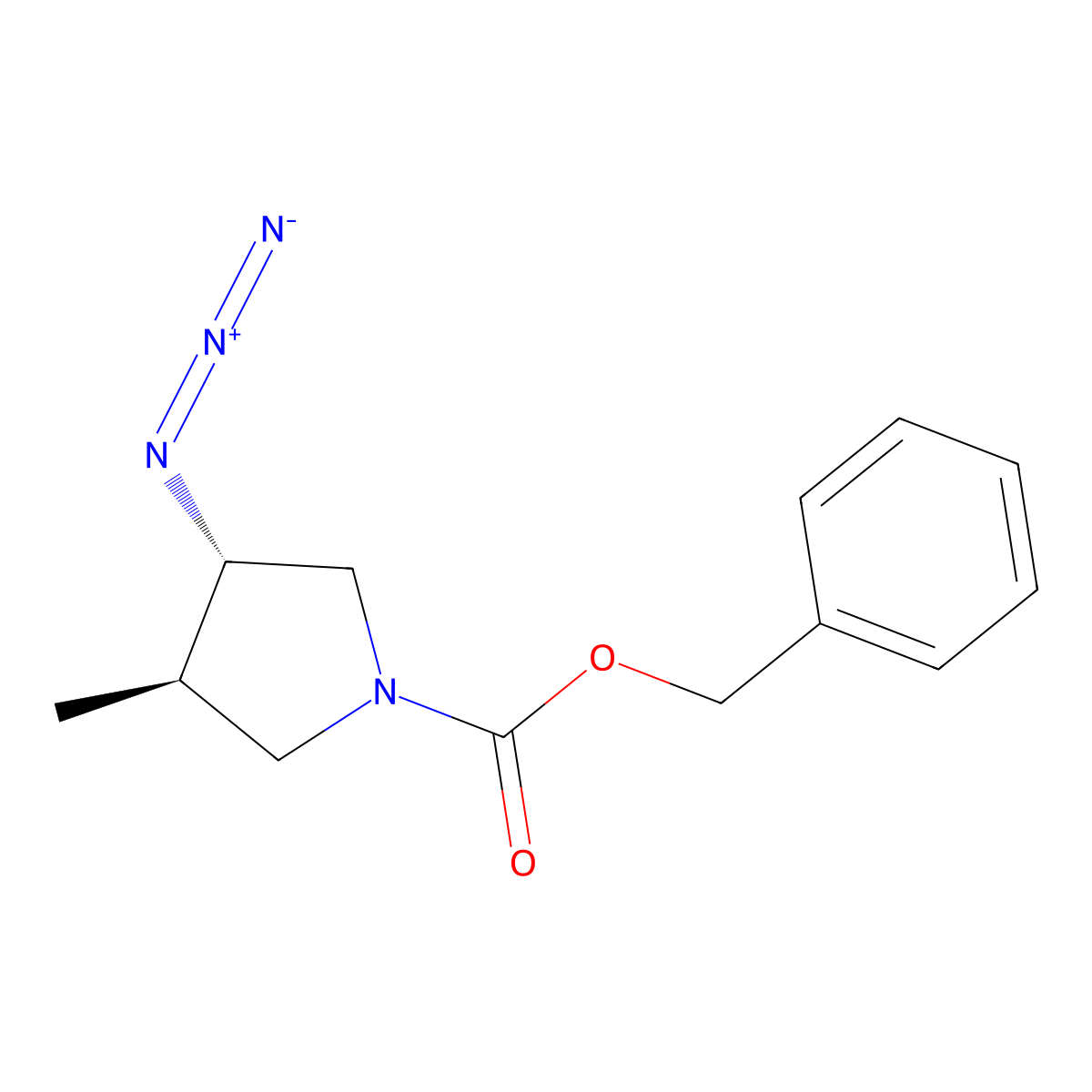 rac-benzyl (3R,4S)-3-azido-4-methylpyrrolidine-1-carboxylate molecular structure, CAS 2694058-47-2