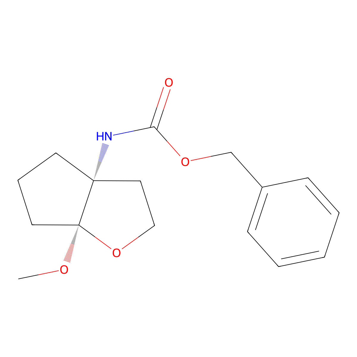rac-benzyl N-[(3aR,6aS)-6a-methoxy-hexahydro-2H-cyclopenta[b]furan-3a-yl]carbamate molecular structure, CAS 2694058-48-3