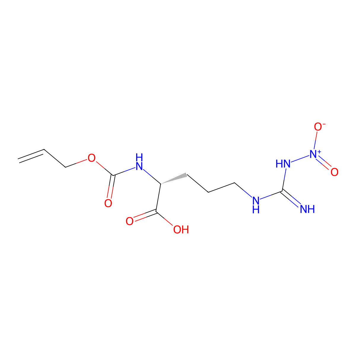 (2R)-5-(N'-nitrocarbamimidamido)-2-{[(prop-2-en-1-yloxy)carbonyl]amino}pentanoic acid molecular structure, CAS 2694058-49-4