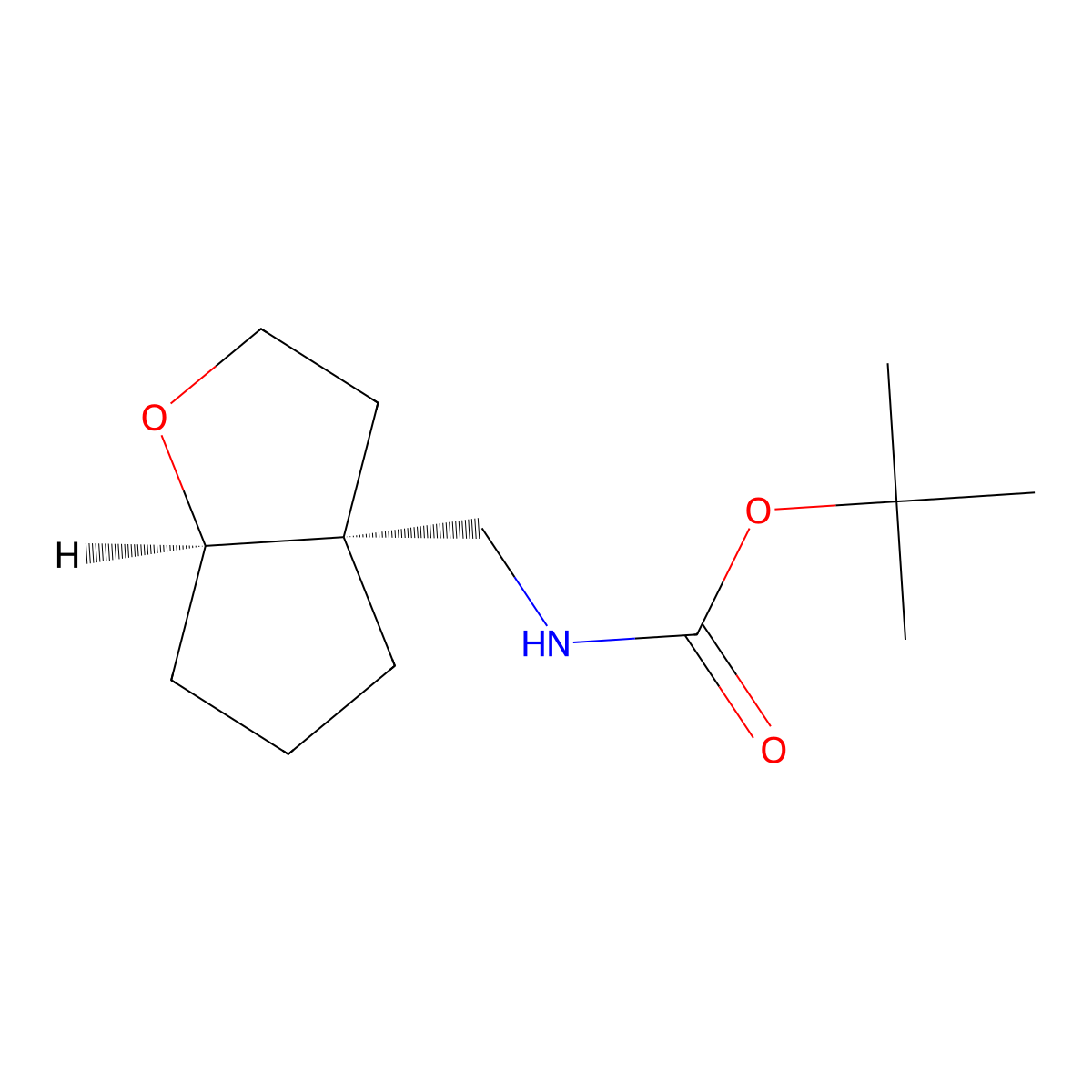 rac-tert-butyl N-{[(3aR,6aR)-hexahydro-2H-cyclopenta[b]furan-3a-yl]methyl}carbamate molecular structure, CAS 2694058-50-7