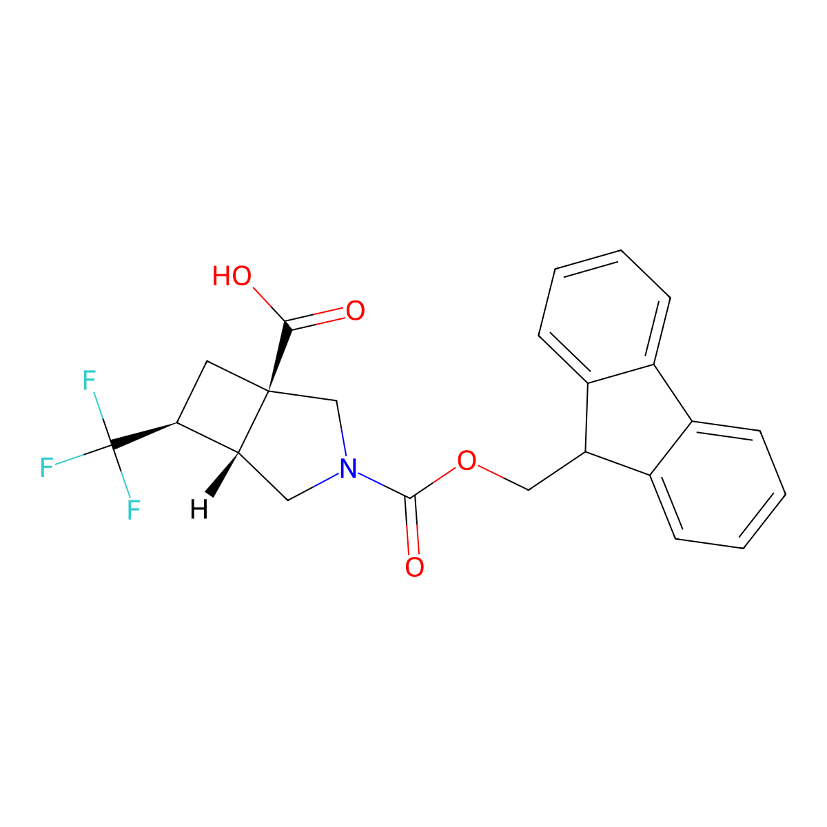 rac-(1R,5R,6S)-3-{[(9H-fluoren-9-yl)methoxy]carbonyl}-6-(trifluoromethyl)-3-azabicyclo[3.2.0]heptane-1-carboxylic acid molecular structure, CAS 2694062-98-9