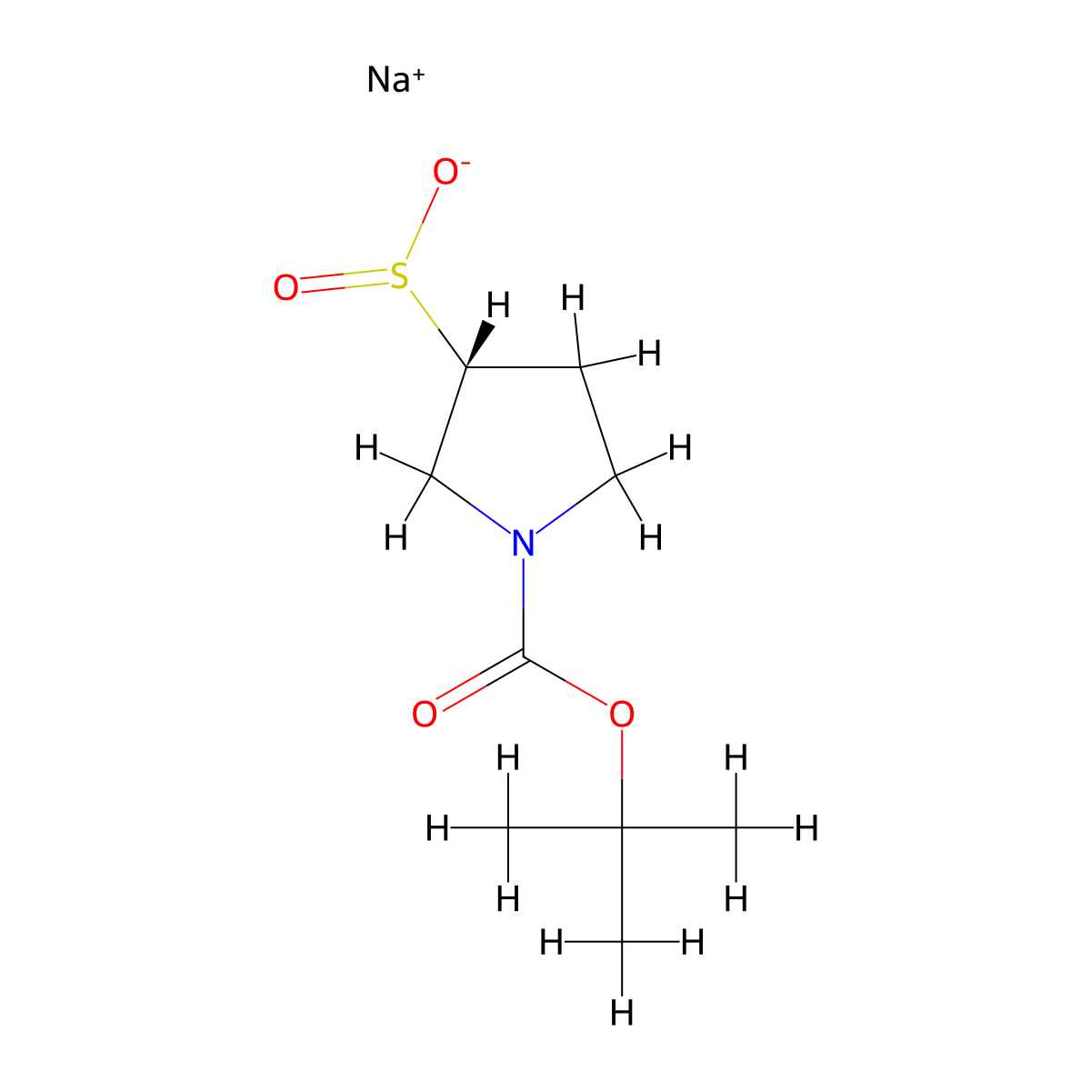sodium (3R)-1-[(tert-butoxy)carbonyl]pyrrolidine-3-sulfinate molecular structure, CAS 2694069-58-2
