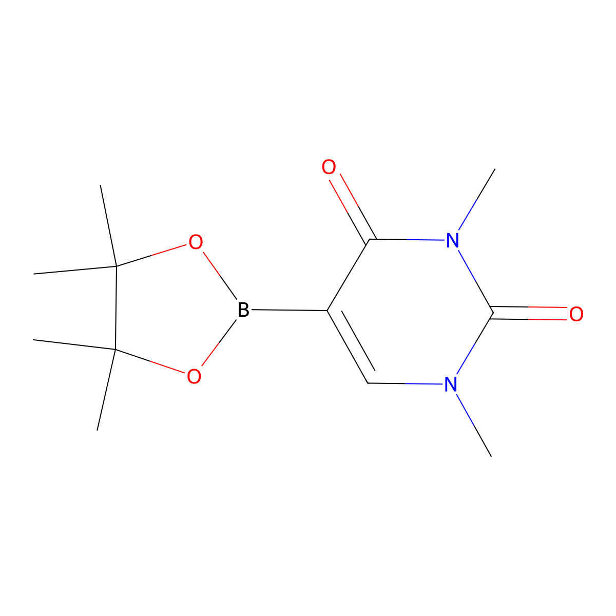 1,3-Dimethyl-5-(4,4,5,5-tetramethyl-1,3,2-dioxaborolan-2-yl)pyrimidine-2,4(1H,3H)-dione molecular structure, CAS 269410-01-7