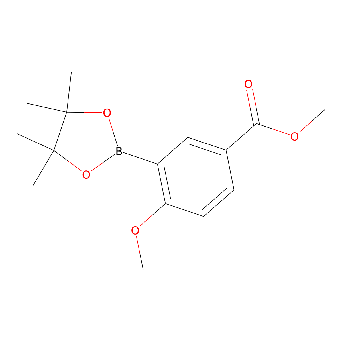 2-Methoxy-5-methoxycarbonylphenylboronic acid, pinacol ester molecular structure, CAS 269410-10-8