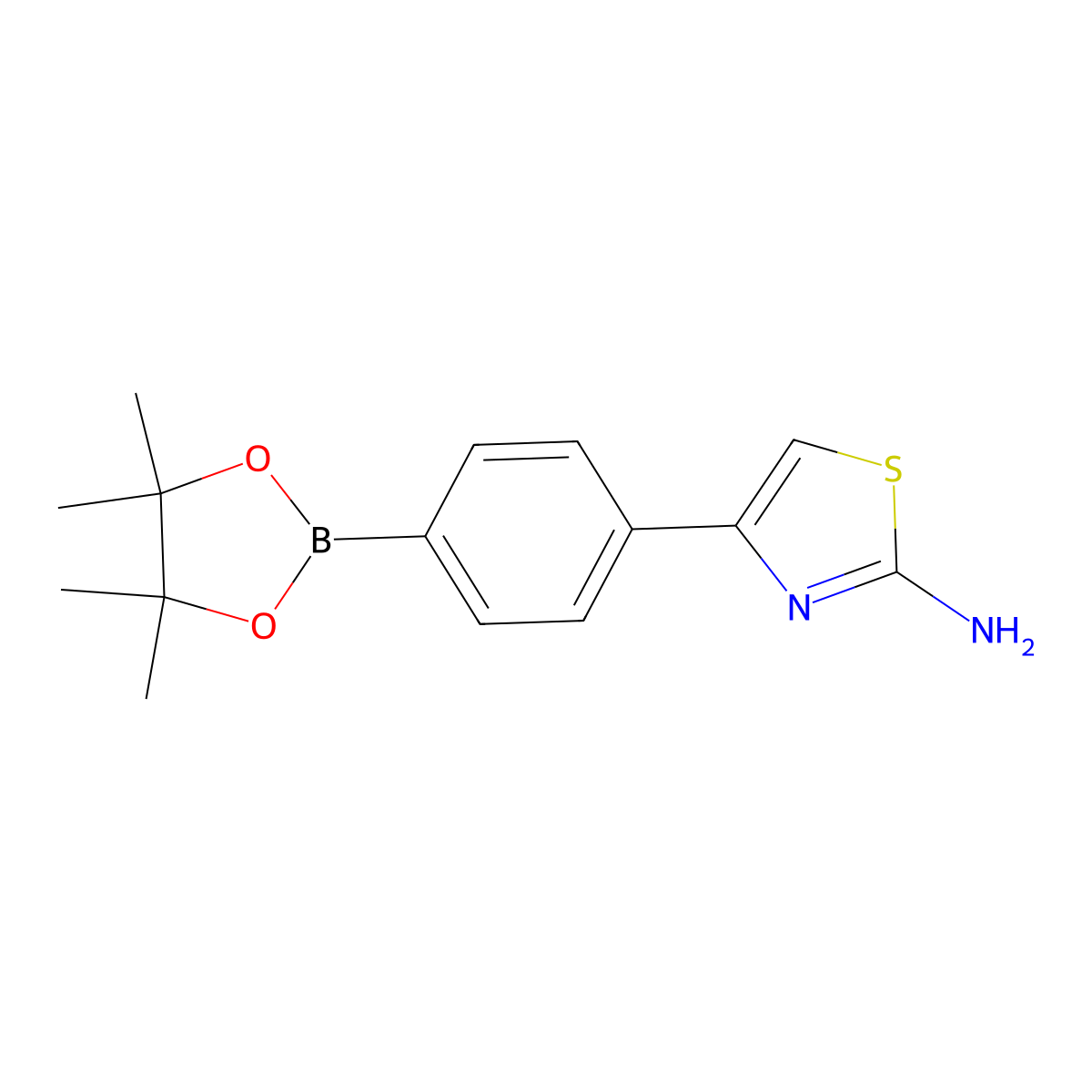 4-(4-(4,4,5,5-Tetramethyl-1,3,2-dioxaborolan-2-yl)phenyl)thiazol-2-amine molecular structure, CAS 269410-17-5