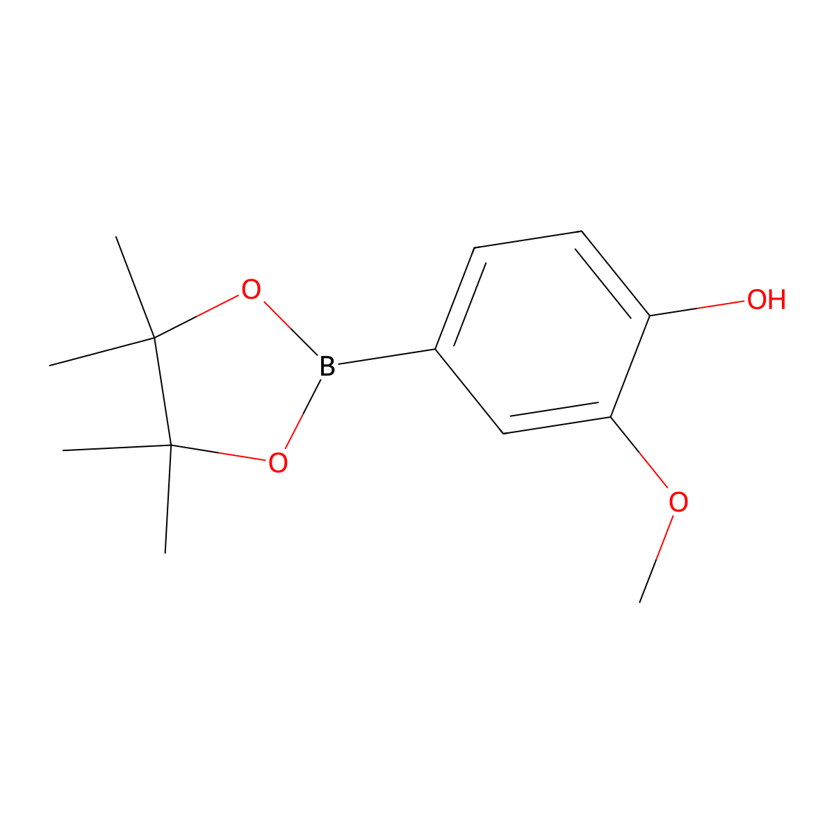 2-Methoxy-4-(4,4,5,5-tetramethyl-1,3,2-dioxaborolan-2-yl)phenol molecular structure, CAS 269410-22-2