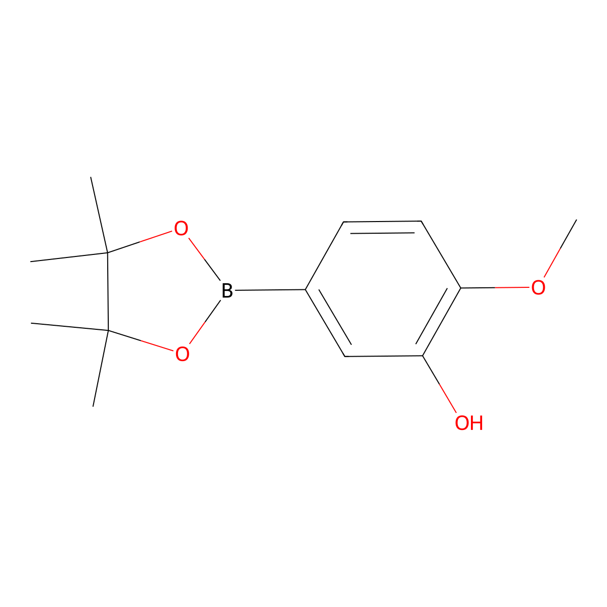 2-Methoxy-5-(4,4,5,5-tetramethyl-1,3,2-dioxaborolan-2-yl)phenol molecular structure, CAS 269410-23-3