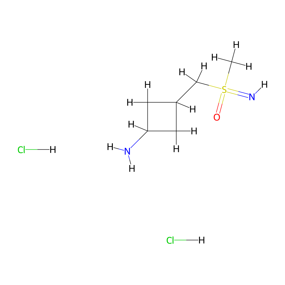 Imino(methyl)(((1r,3r)-3-aminocyclobutyl)methyl)-lambda6-sulfanone dihydrochloride molecular structure, CAS 2694133-56-5