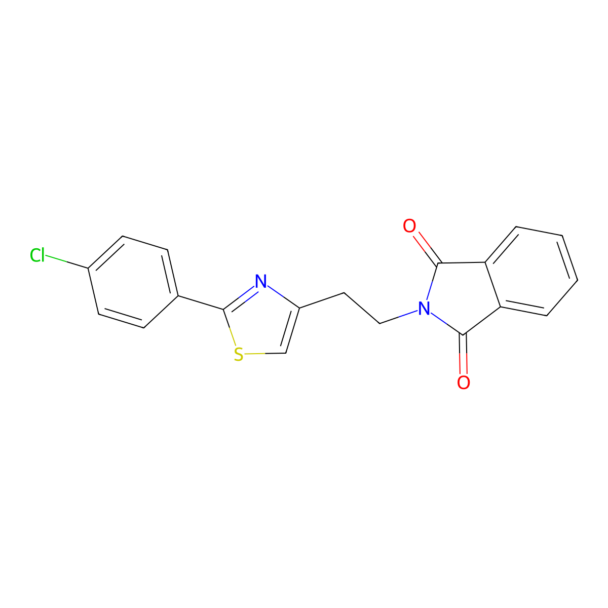 2-{2-[2-(4-Chlorophenyl)-1,3-thiazol-4-yl]ethyl}-1H-isoindole-1,3(2H)-dione molecular structure, CAS 26942-17-6