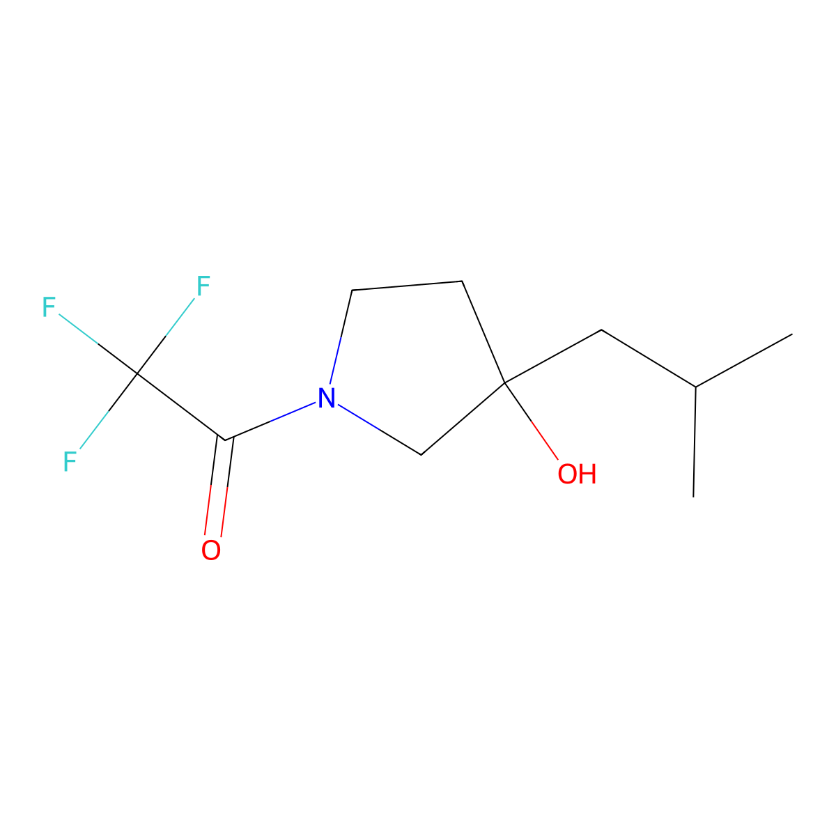 2,2,2-Trifluoro-1-[3-hydroxy-3-(2-methylpropyl)pyrrolidin-1-yl]ethan-1-one molecular structure, CAS 2694721-90-7