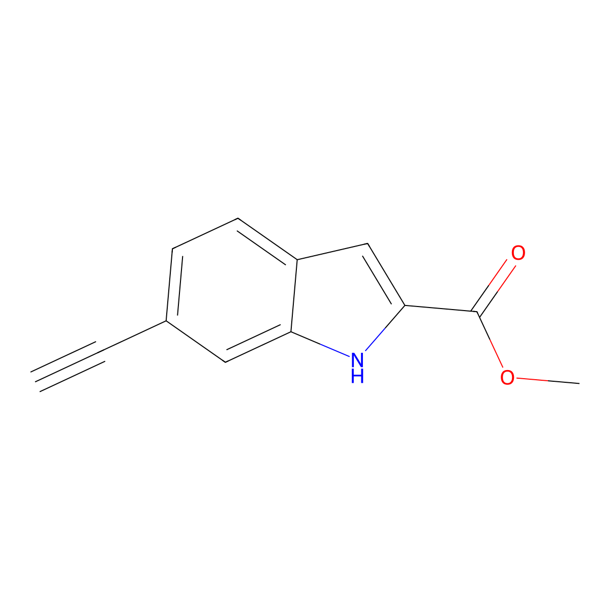 methyl 6-ethynyl-1H-indole-2-carboxylate molecular structure, CAS 2694721-91-8