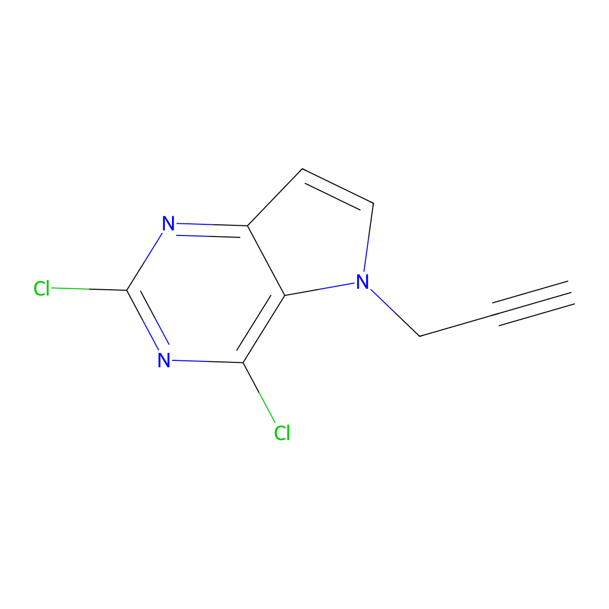 2,4-dichloro-5-(prop-2-yn-1-yl)-5H-pyrrolo[3,2-d]pyrimidine molecular structure, CAS 2694721-98-5