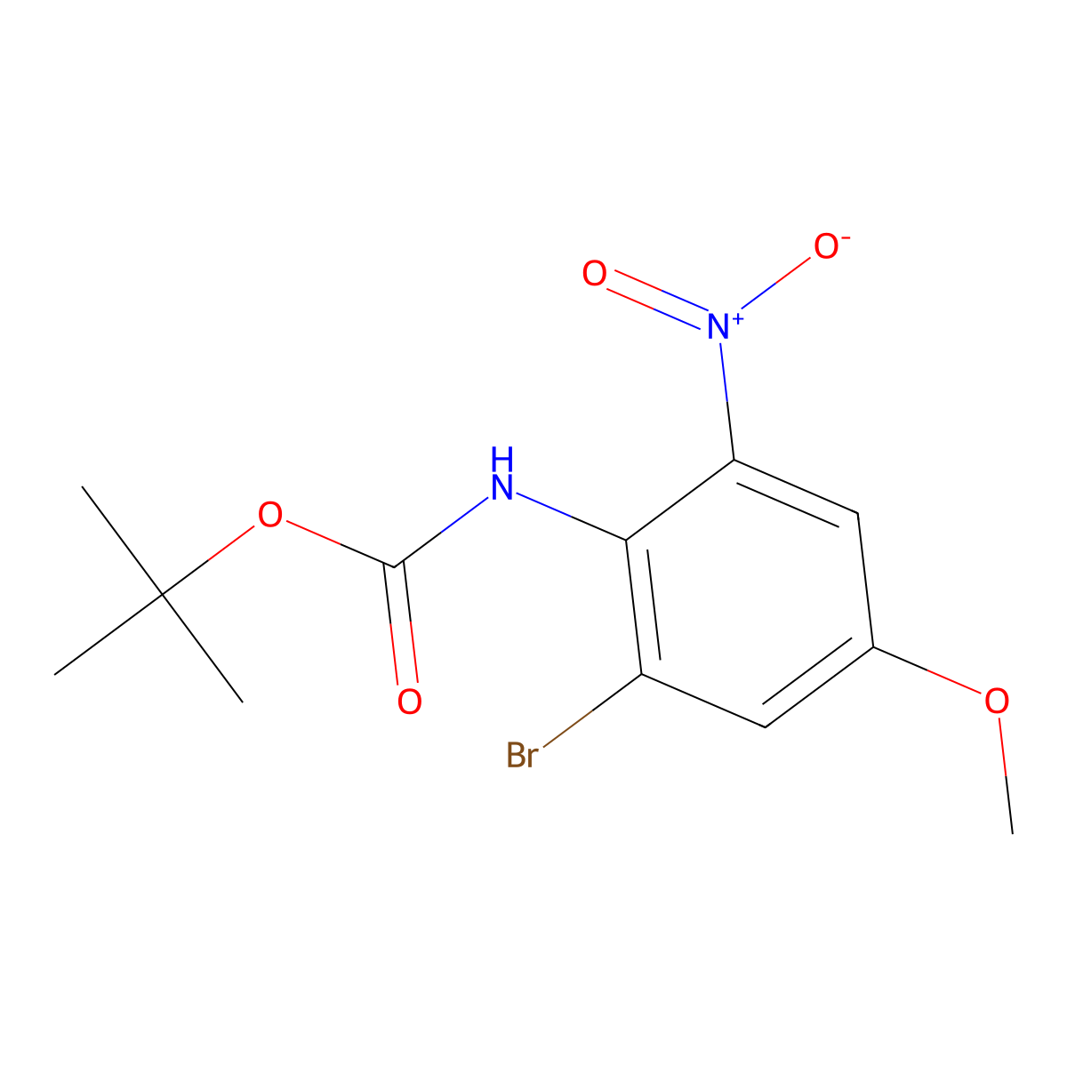 tert-butyl N-(2-bromo-4-methoxy-6-nitrophenyl)carbamate molecular structure, CAS 2694722-43-3