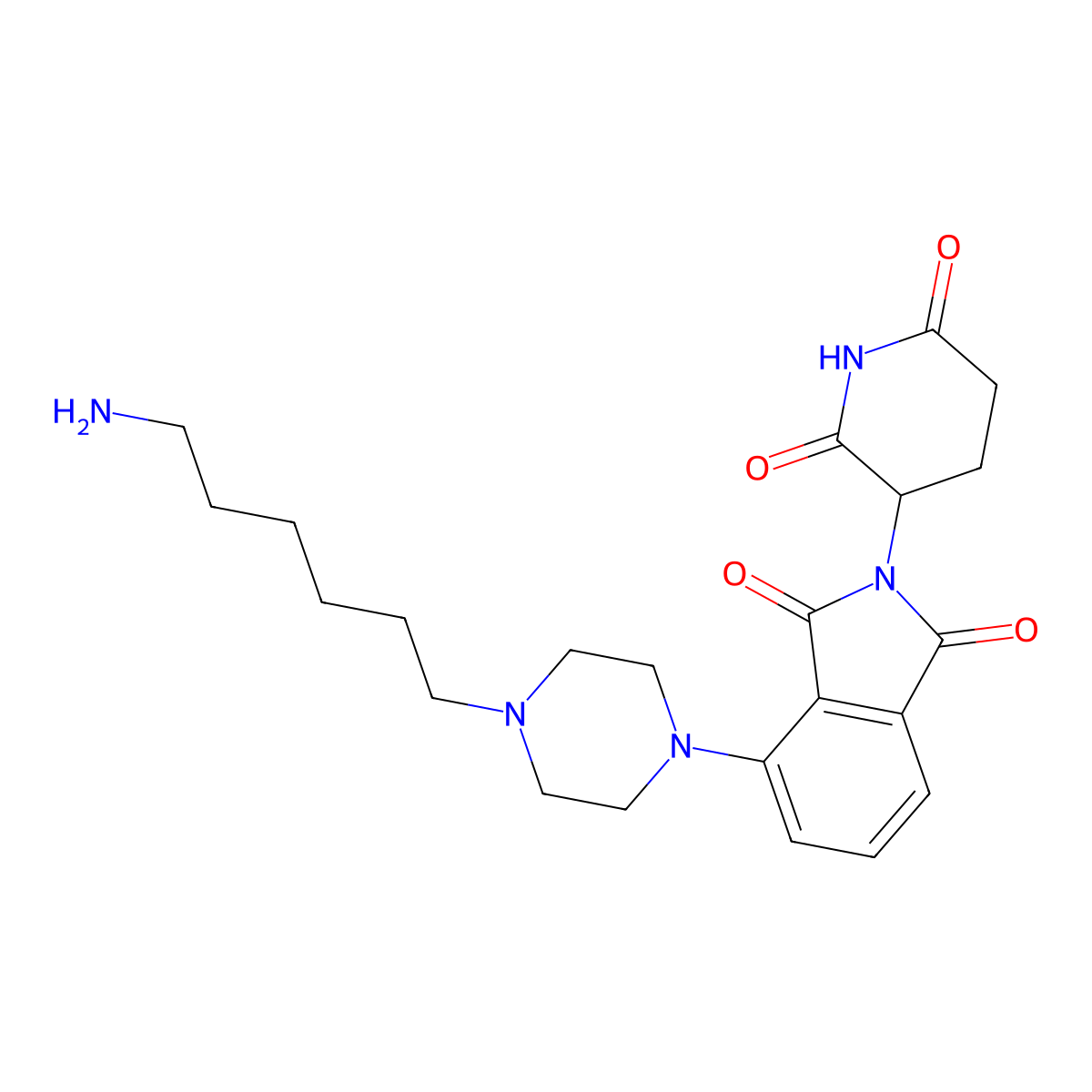 4-[4-(6-aminohexyl)piperazin-1-yl]-2-(2,6-dioxopiperidin-3-yl)-2,3-dihydro-1H-isoindole-1,3-dione molecular structure, CAS 2694722-62-6