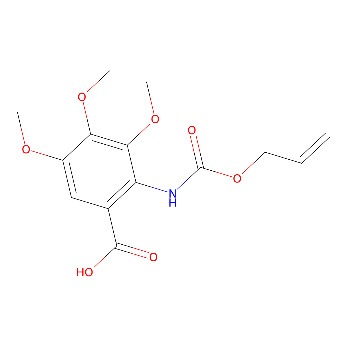 3,4,5-Trimethoxy-2-{[(prop-2-en-1-yloxy)carbonyl]amino}benzoic acid molecular structure, CAS 2694722-63-7