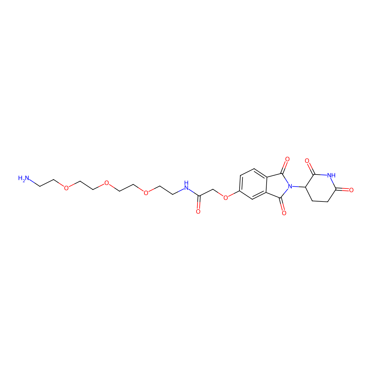 N-[2-[2-[2-(2-aminoethoxy)ethoxy]ethoxy]ethyl]-2-[2-(2,6-dioxo-3-piperidyl)-1,3-dioxo-isoindolin-5-yl]oxy-acetamide molecular structure, CAS 2694722-64-8