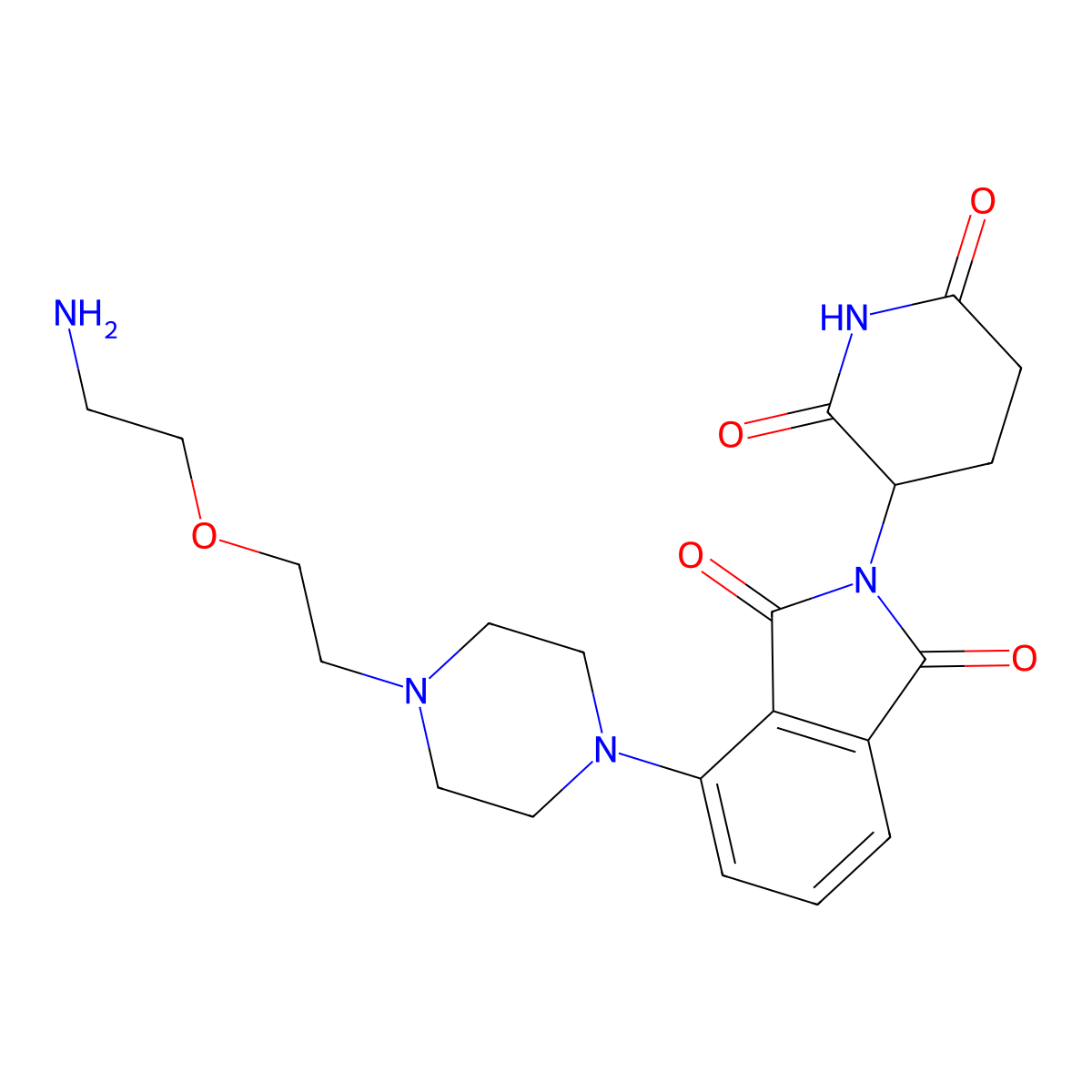 4-{4-[2-(2-aminoethoxy)ethyl]piperazin-1-yl}-2-(2,6-dioxopiperidin-3-yl)-2,3-dihydro-1H-isoindole-1,3-dione molecular structure, CAS 2694722-69-3