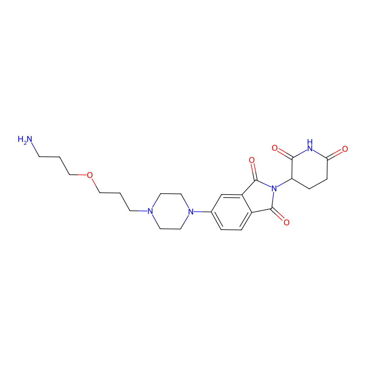 5-{4-[3-(3-aminopropoxy)propyl]piperazin-1-yl}-2-(2,6-dioxopiperidin-3-yl)-2,3-dihydro-1H-isoindole-1,3-dione molecular structure, CAS 2694722-71-7