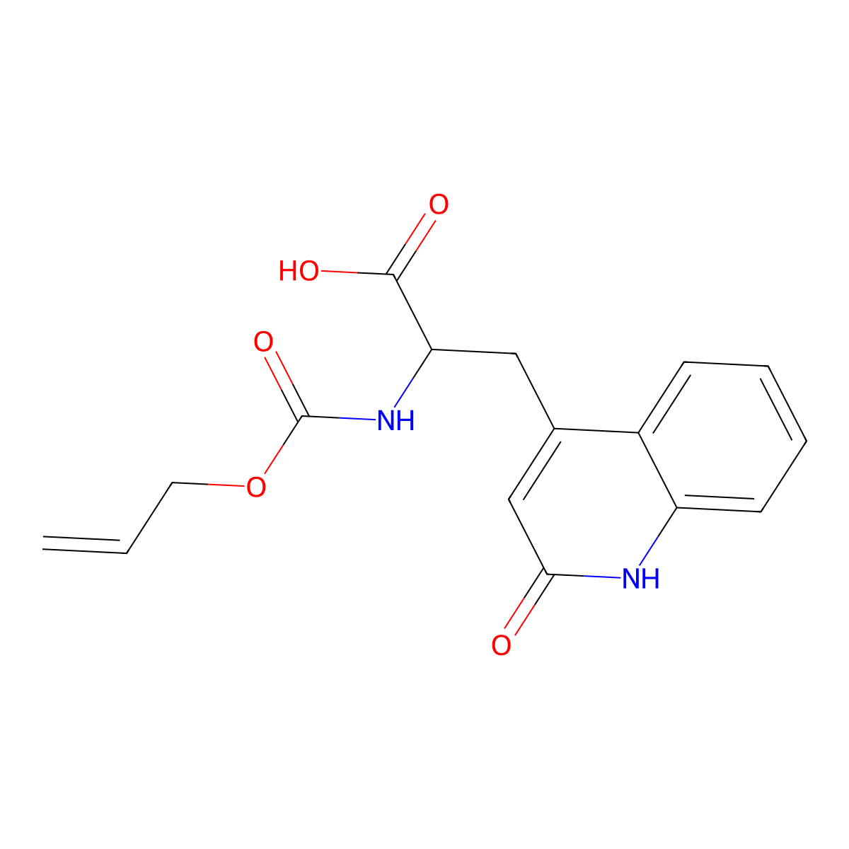 3-(2-Oxo-1,2-dihydroquinolin-4-yl)-2-{[(prop-2-en-1-yloxy)carbonyl]amino}propanoic acid molecular structure, CAS 2694722-73-9