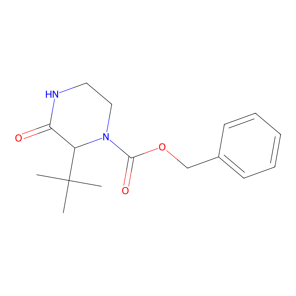 Benzyl 2-tert-butyl-3-oxopiperazine-1-carboxylate molecular structure, CAS 2694722-79-5