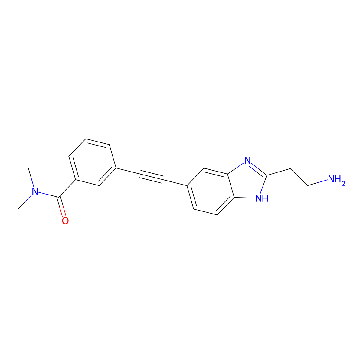 3-{2-[2-(2-aminoethyl)-1H-1,3-benzodiazol-5-yl]ethynyl}-N,N-dimethylbenzamide molecular structure, CAS 2694722-87-5