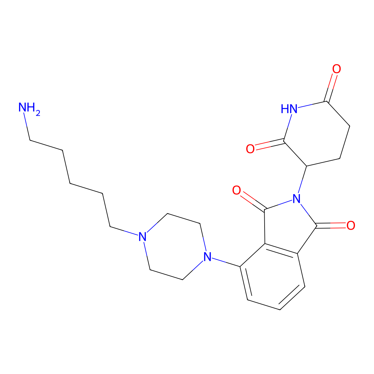 4-[4-(5-aminopentyl)piperazin-1-yl]-2-(2,6-dioxopiperidin-3-yl)-2,3-dihydro-1H-isoindole-1,3-dione molecular structure, CAS 2694722-89-7