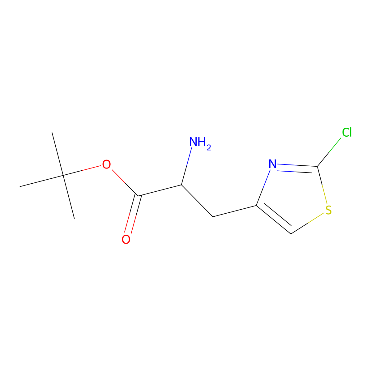 Tert-butyl 2-amino-3-(2-chloro-1,3-thiazol-4-yl)propanoate molecular structure, CAS 2694722-94-4