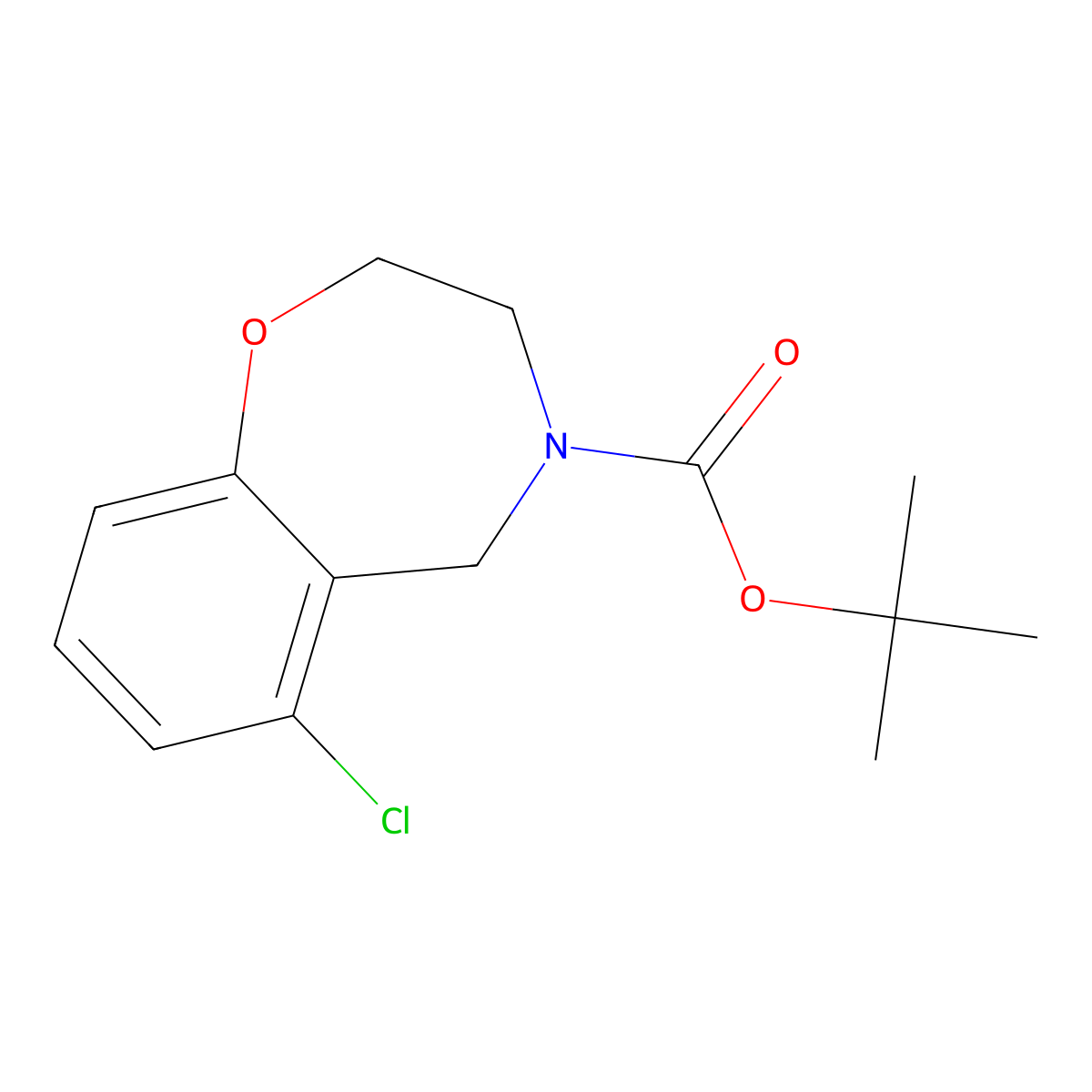 Tert-butyl 6-chloro-2,3,4,5-tetrahydro-1,4-benzoxazepine-4-carboxylate molecular structure, CAS 2694722-99-9