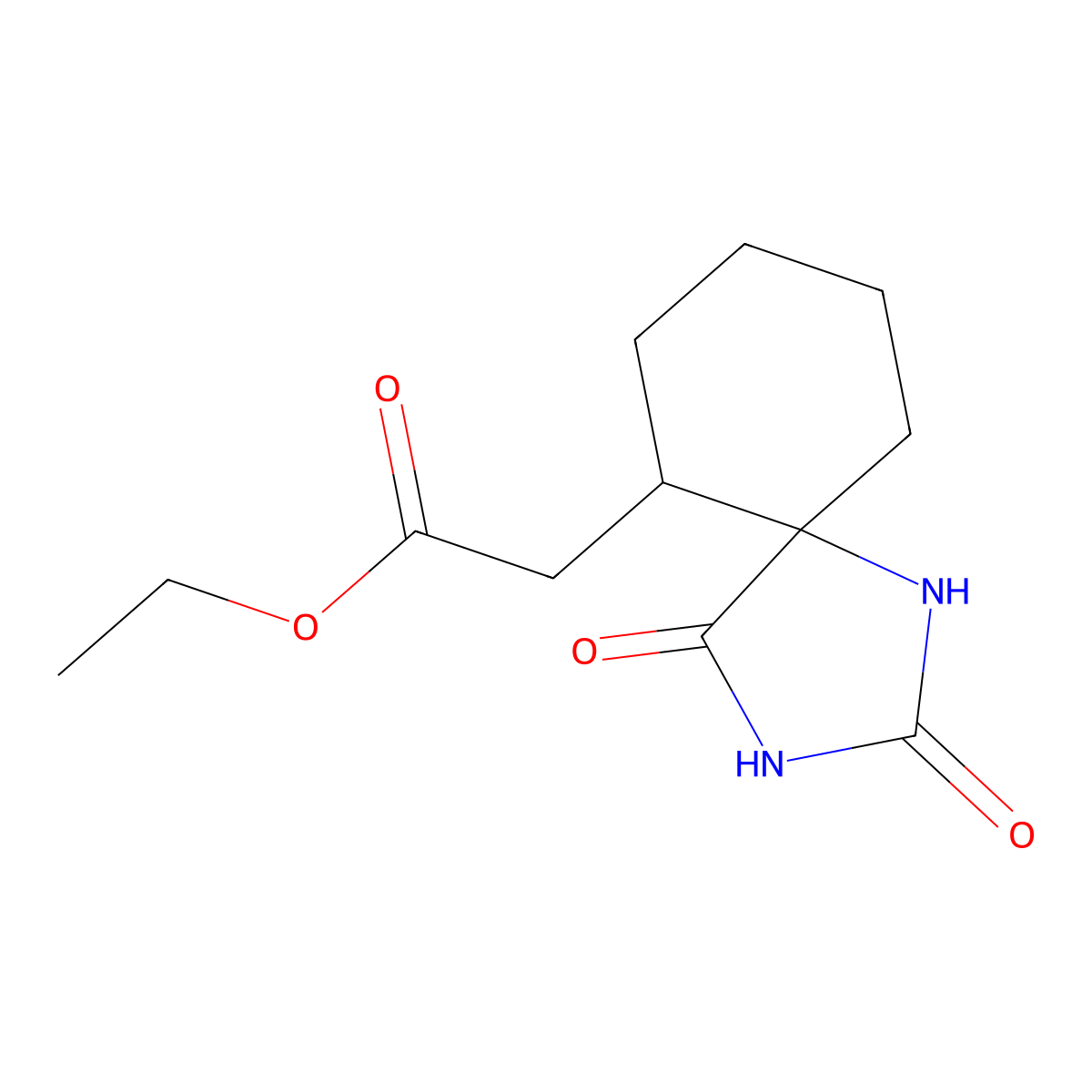 Ethyl 2-{2,4-dioxo-1,3-diazaspiro[4.5]decan-6-yl}acetate molecular structure, CAS 2694723-08-3