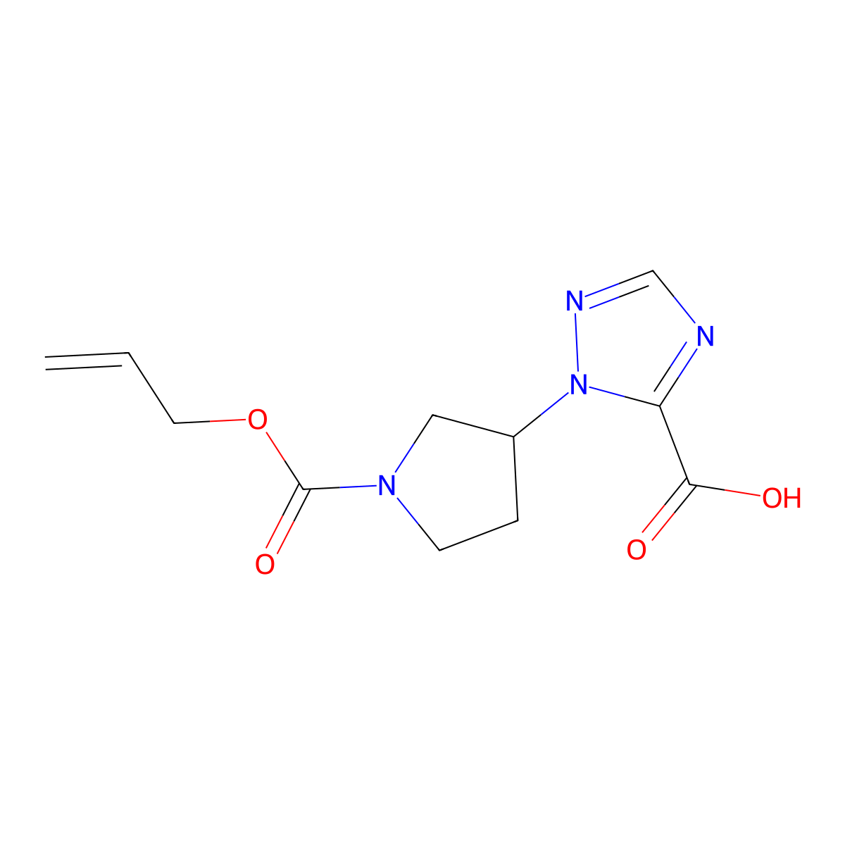 1-{1-[(prop-2-en-1-yloxy)carbonyl]pyrrolidin-3-yl}-1H-1,2,4-triazole-5-carboxylic acid molecular structure, CAS 2694723-13-0
