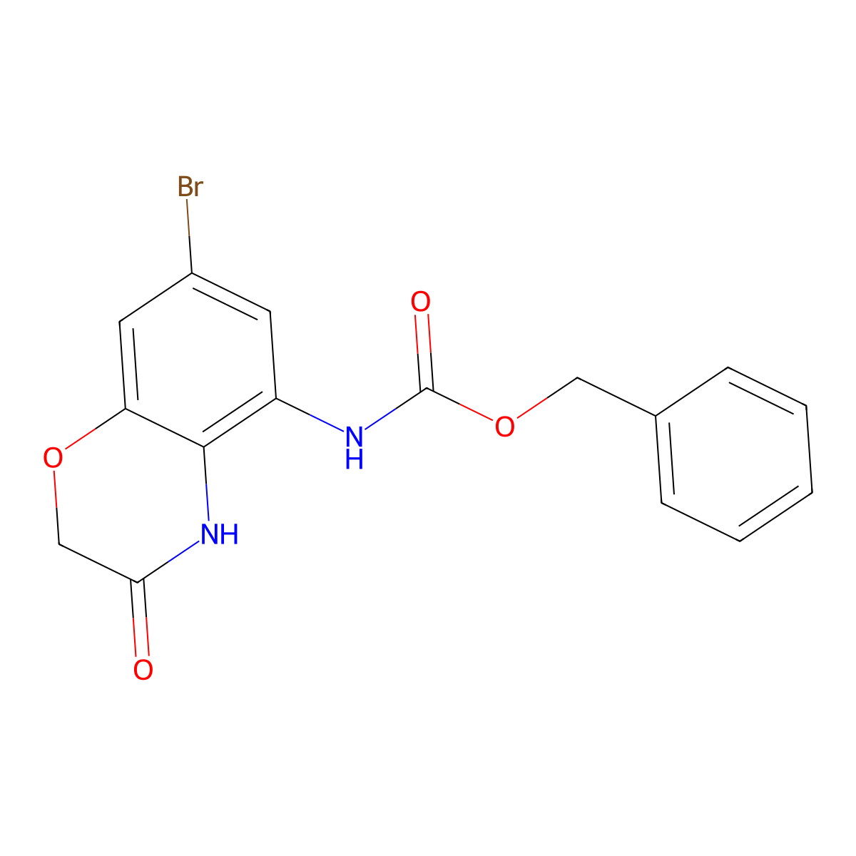 benzyl N-(7-bromo-3-oxo-3,4-dihydro-2H-1,4-benzoxazin-5-yl)carbamate molecular structure, CAS 2694723-37-8