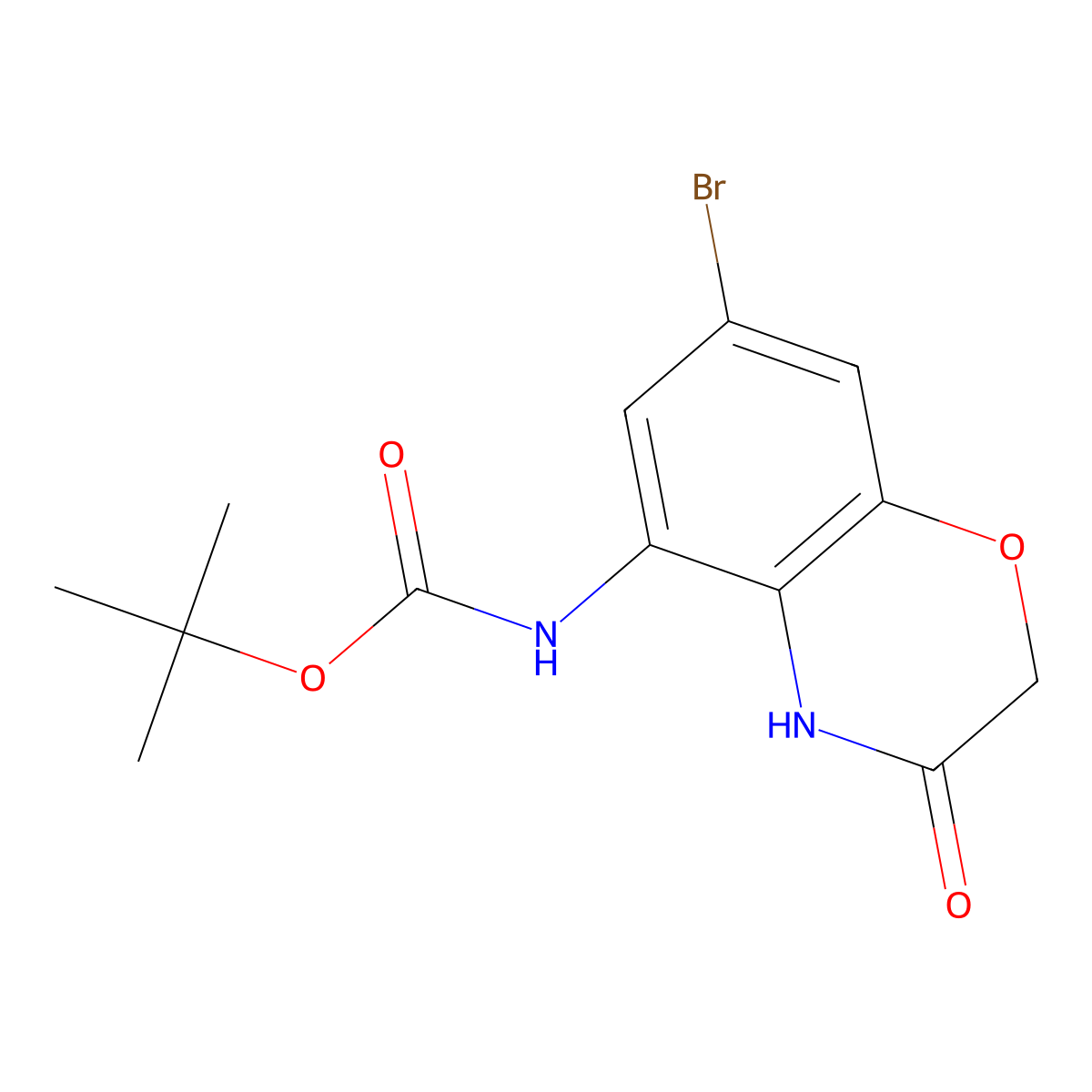 tert-butyl N-(7-bromo-3-oxo-3,4-dihydro-2H-1,4-benzoxazin-5-yl)carbamate molecular structure, CAS 2694723-46-9