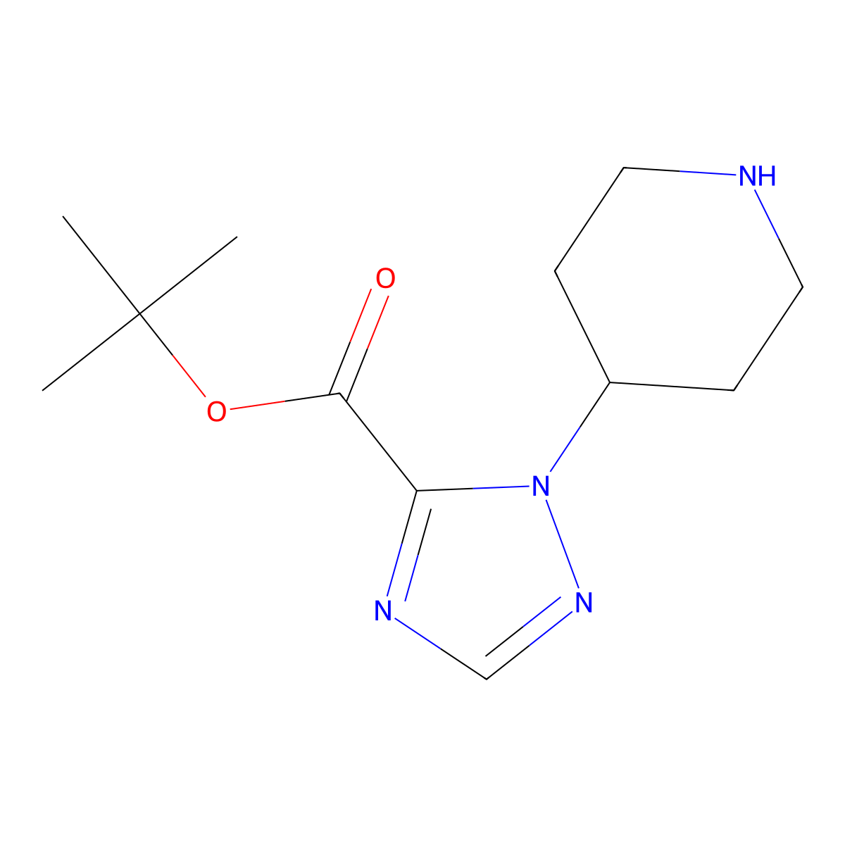 tert-butyl 1-(piperidin-4-yl)-1H-1,2,4-triazole-5-carboxylate molecular structure, CAS 2694723-54-9