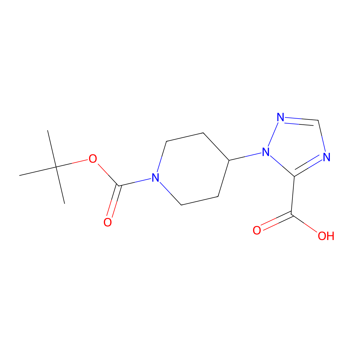 1-{1-[(tert-butoxy)carbonyl]piperidin-4-yl}-1H-1,2,4-triazole-5-carboxylic acid molecular structure, CAS 2694724-80-4